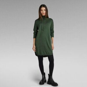 G-Star Stand Up Collar Knitted Dress Combat Green Size Small